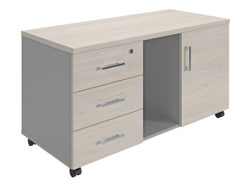 Тумба для оргтехники NPW-410 белое дерево/серый